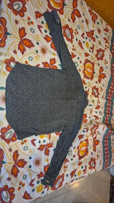 Cămașă bărbătească Don MenFashion Corner, negru cu gri și buline albe