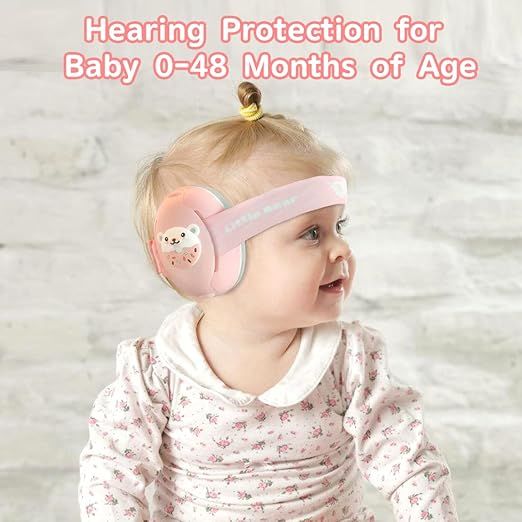 Casti antifonice 2 in 1 copii 3-48 luni, bentita elastica, Roz Ursulet