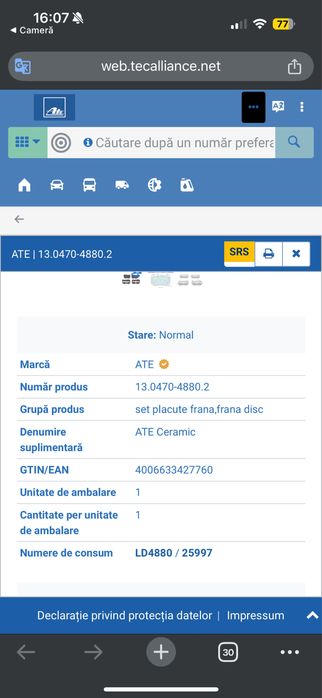 Placute frana mercedes c class 2015+