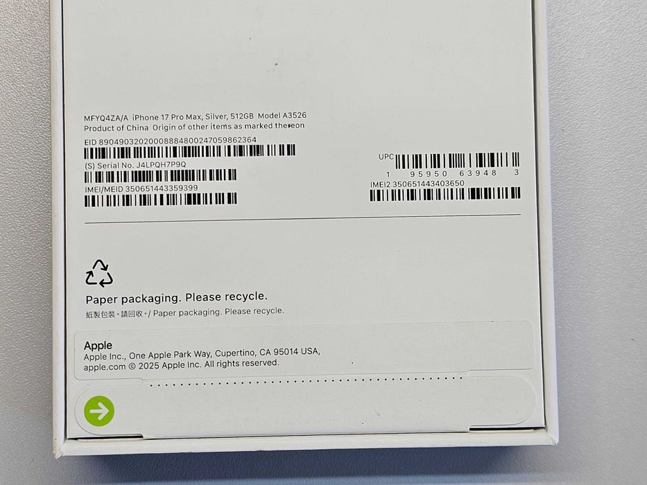 ПРОДАМ iPhone 17 Pro MAX 512GB SILVER / SIM+eSIM. Абсолютно НОВОЕ