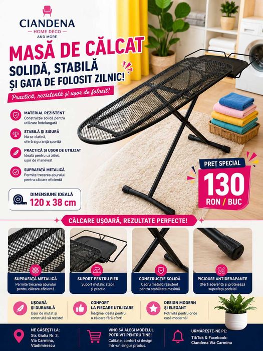 Masa de calcat foarte rigida