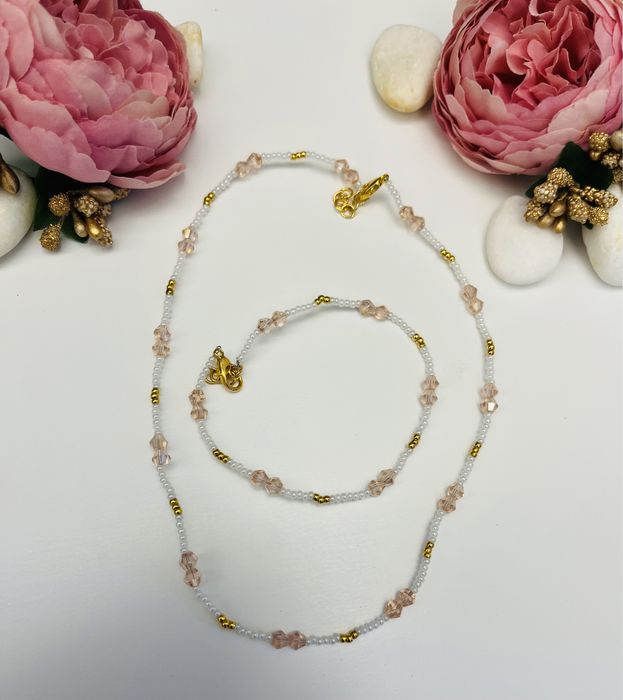 Ръчно изработени бижута, гривна и колие + кутия и торбичка