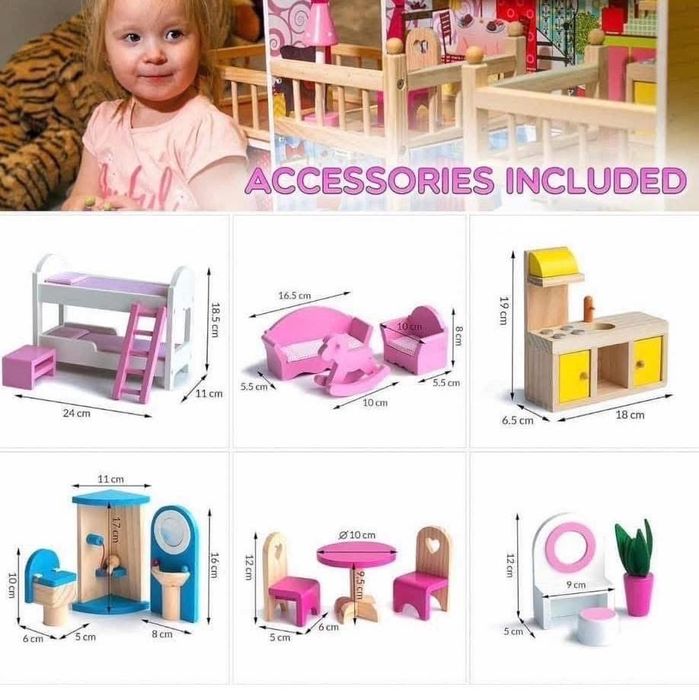 Страхотна къща за кукли с лед осветление Внос Амазпн