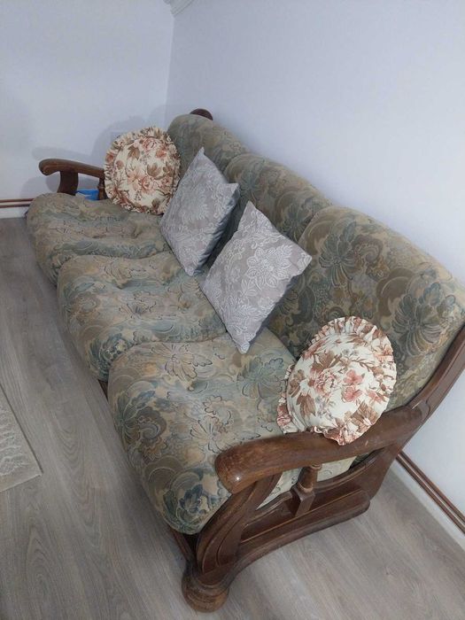 vind canapea lemn masiv 3 locuri