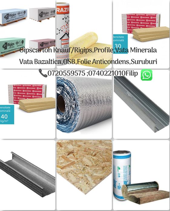 Placi Gipscarton Perete/Tavan Rigips - Profile cd si ud - Stocuri mari