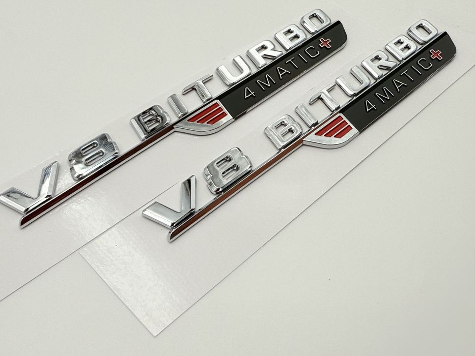 Set Embleme Mercedes V8 biturbo 4Matic+ crom NOU