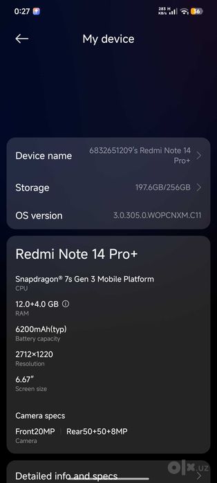 Redmi note 14 pro + 12/256