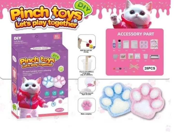 Комплект Котешка лапичка Направи си сам, Антистрес играчка Скуиши Лапи