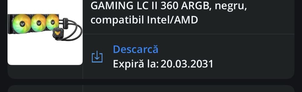 Schimb Cooler aio procesor Asus Tuf LC ll 360 intel amd garantie lian