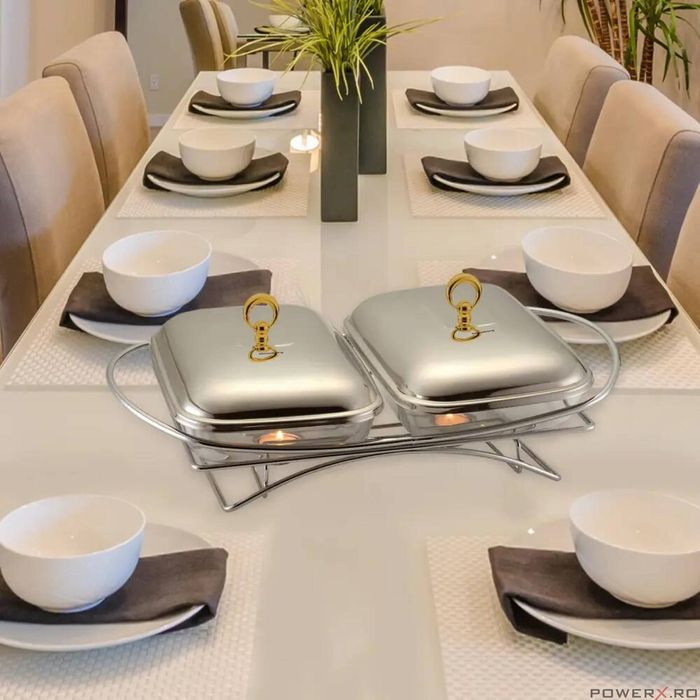 Vas, recipient pentru incalzirea alimentelor cu 2 recipiente din