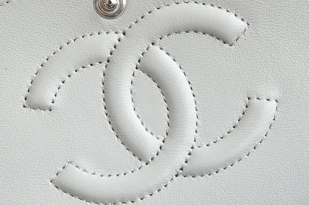 Geanta Chanel classic 25cm, platinum, tip Premium