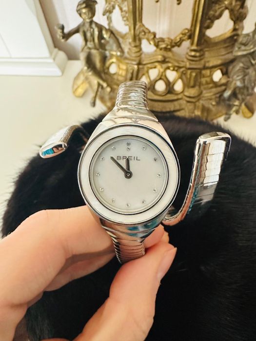 Ceas de dama Breil , elegant , argintiu , din otel inoxidabil , Nou !