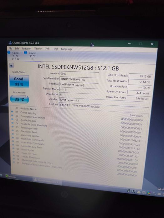 ssd nvme Intel 660 Series 512 gb 99%