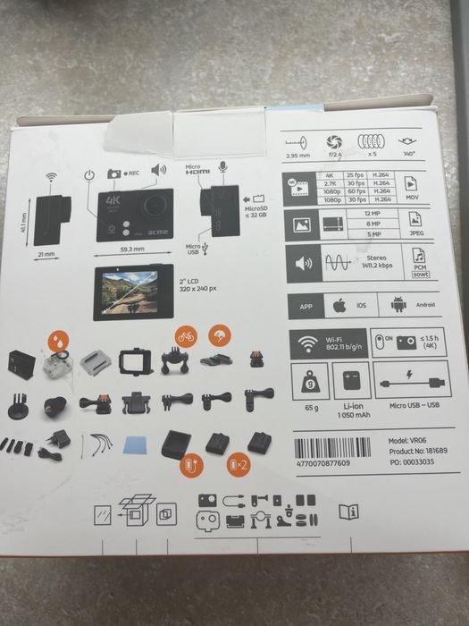 Camera 4k sports action with wi-fi