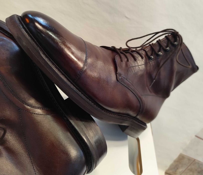 Ghete lace up 44.5 45 de lux Cordwainer lucrate manual piele naturala
