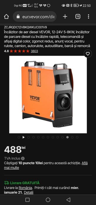 Vevor Incalzitor aer Diesel 8kw Vevor Sirocou