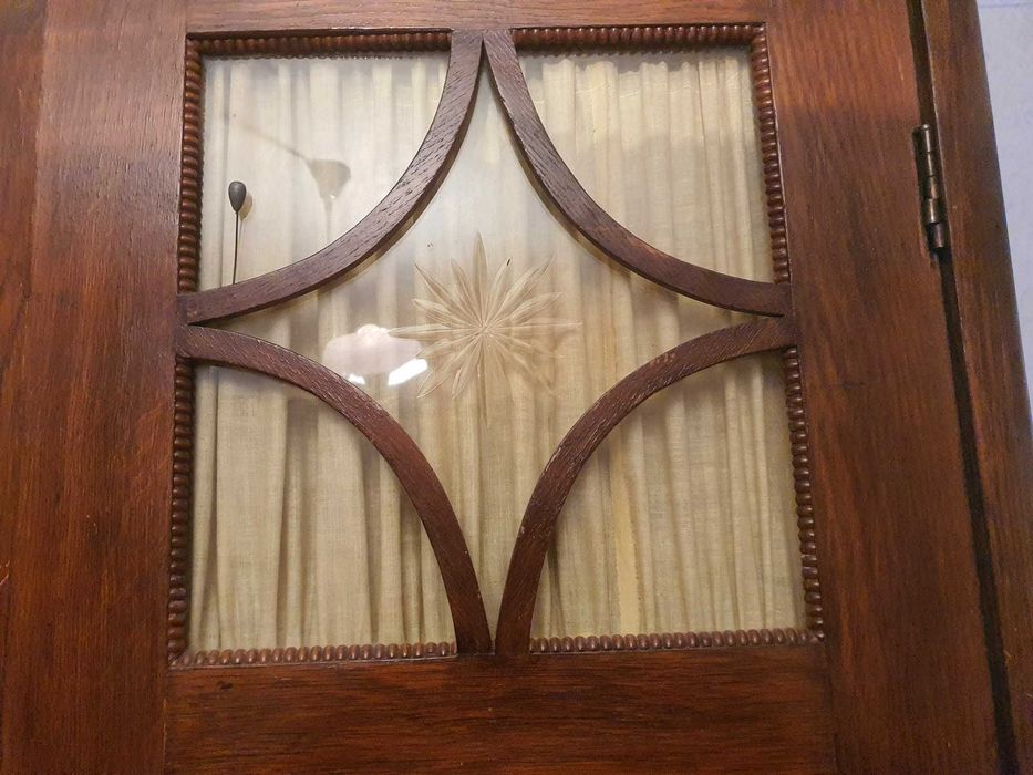 Sifonier/dulap Art Deco interbelic 1930–1938 – lemn masiv & cristal
