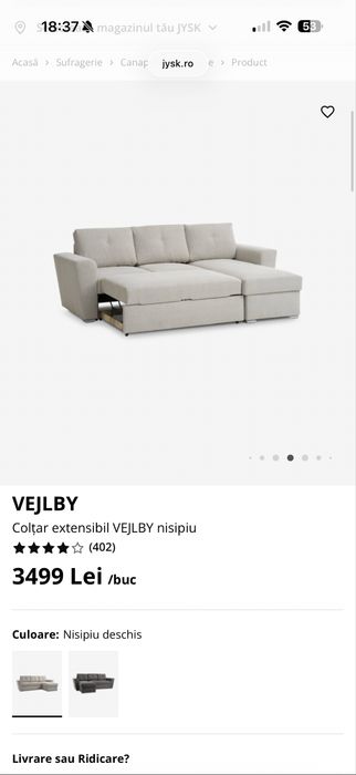 Vând Colțar extensibil VEJLBY JYSK ,utilizat 6 luni