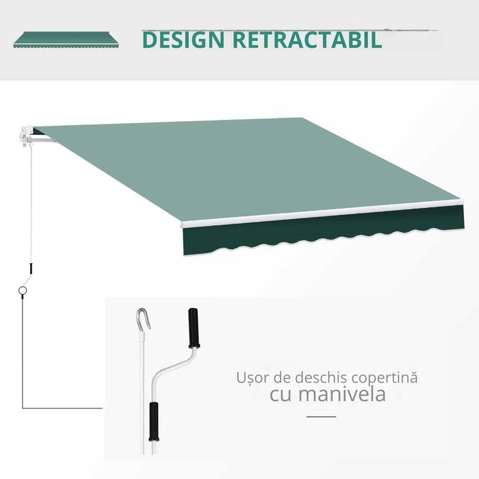 Copertină Verticală Rulantă 2.5x2 m,din Poliester, pentru Balcon sau Terasă, Verde , x3 buc