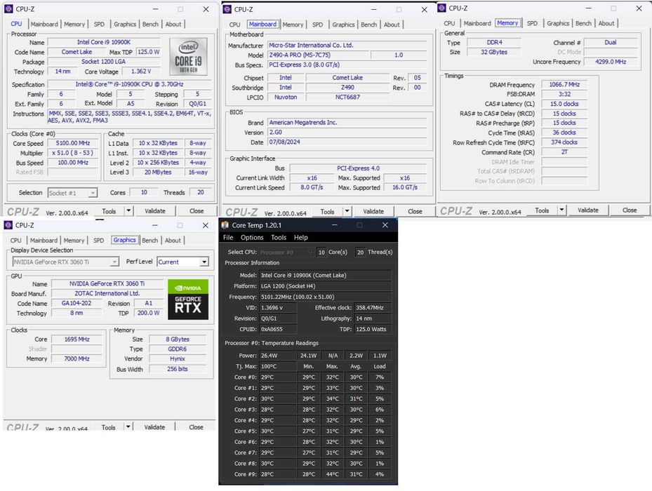 Desktop Gaming-PC i9-10900K 32gb 2tb 3060ti