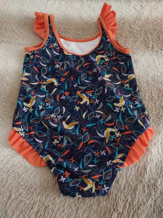 Costum baie intreg bretele late si volanase, marime 98, 3 ani, Ca Nou