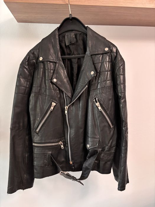 Geaca piele naturala neagra