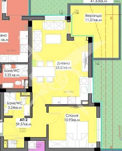 Двустаен апартамент в Крайморие 760-91627