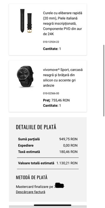 Garmin Vivomove Sport Black+Bratara piele croco