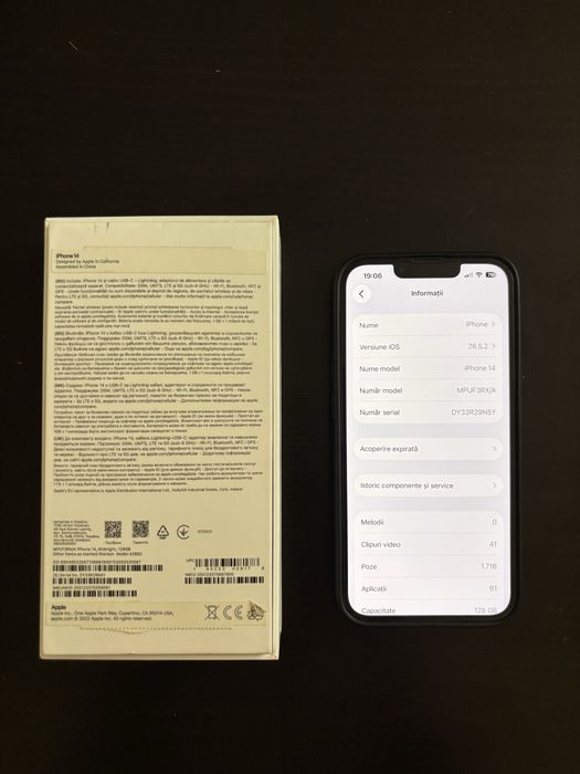 iPhone 14 Midnight 5 G 128 GB baterie 100% liber de rețea