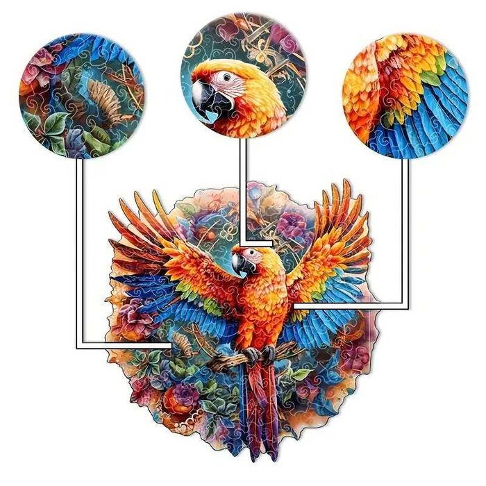 Дървен пъзел "Тропически папагал"