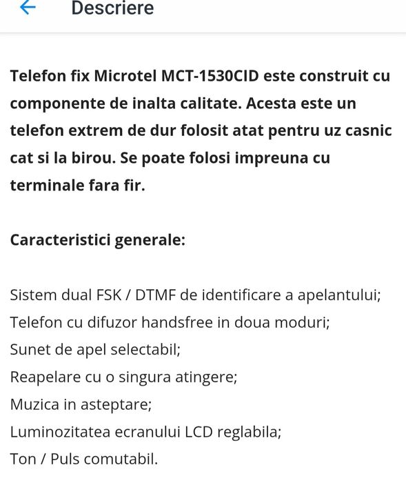 Telefon fix Microtel MCT-1520CID