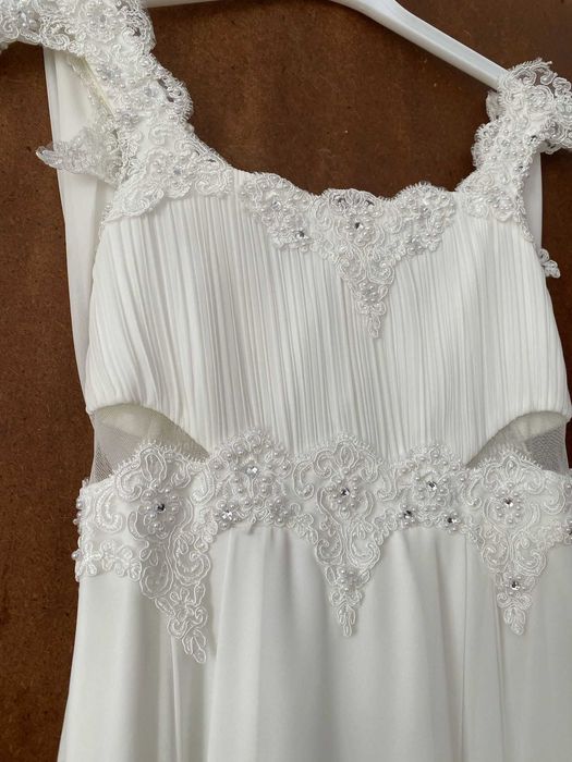 Официална бяла дълга рокля за момиче р-р 158