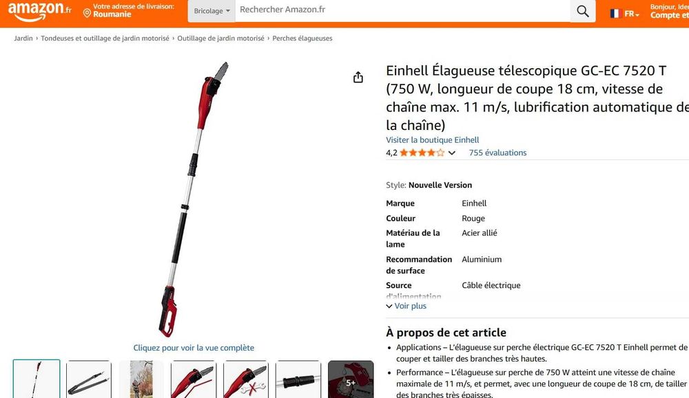 Foarfecă telescopică Einhell GC-EC 7520 T