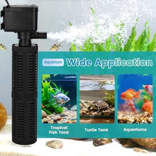 Нов Вътрешен филтър за аквариум 4 в 1 аерация вълни циркулация 15W