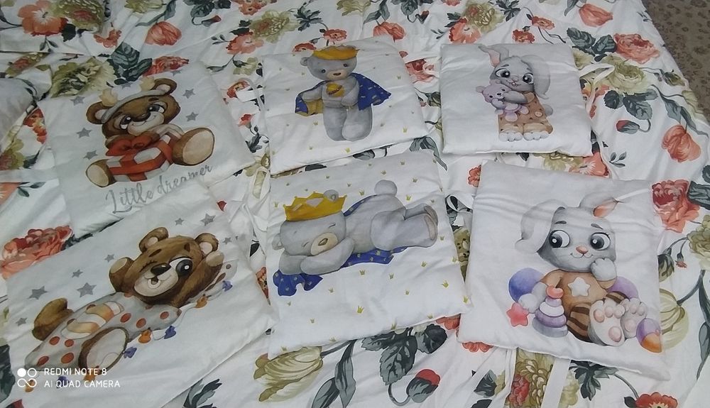 Бортики для кроватки 6 шт все с рисунками