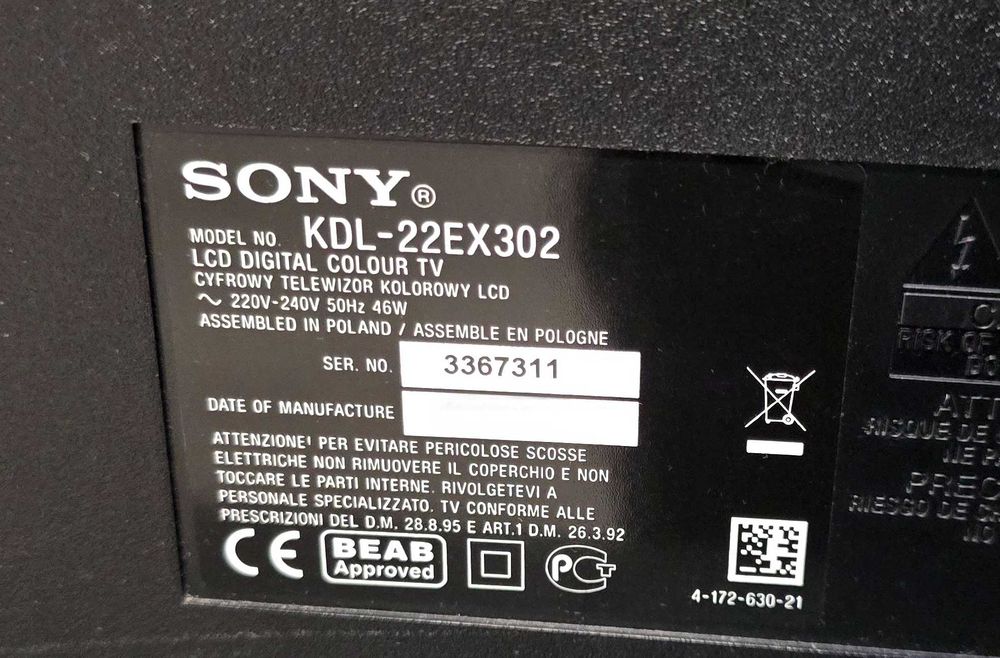 Televizor bucatarie -  Sony KDL-22EX302 - 22 inch/56 cm - impecabil