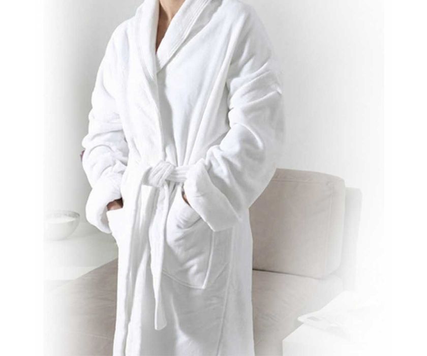 Halat ALB de baie hotelier, calitate Premium, bumbac velour 100%