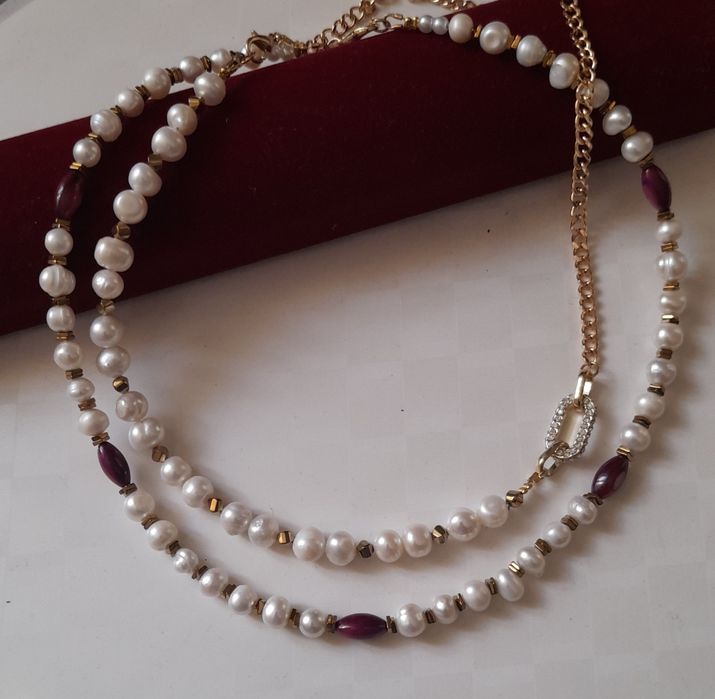 Колье с жемчугом и перламутром