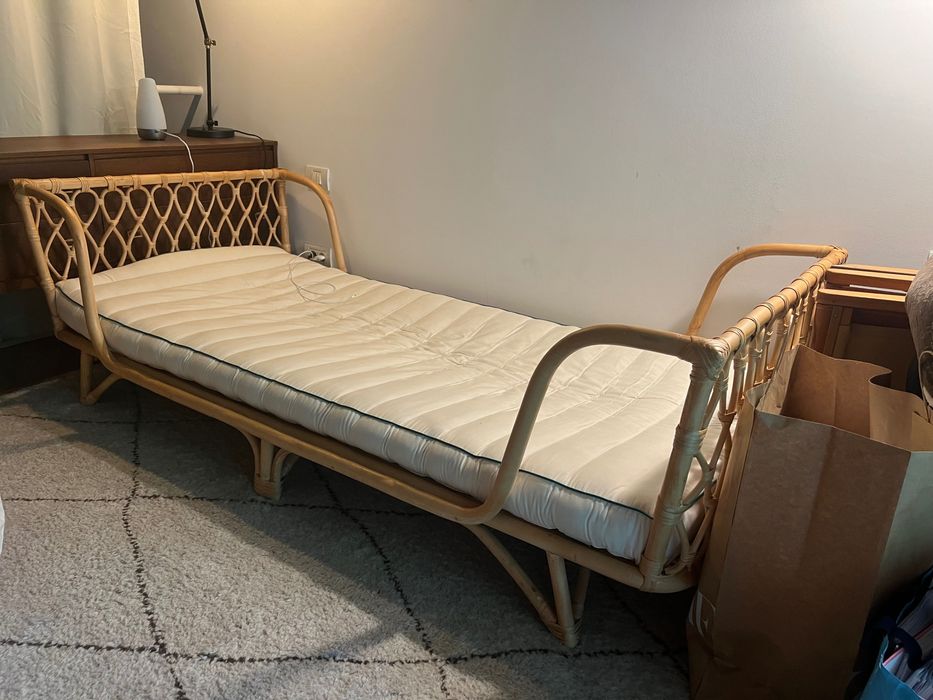 Cadru pat 90/220 ratan zara home si saltea