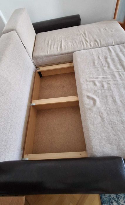 Coltar extensibil bej cu maro inchis, 230×160, 2 lazi de depozitare