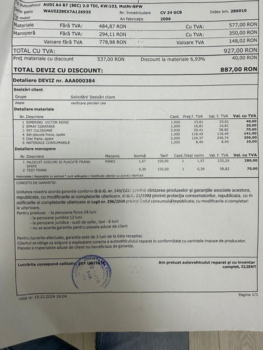 Vand / schimb Audi A4 b7 2006