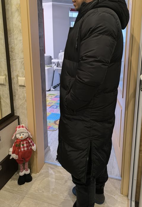 Ново мъжко дълго зимно яке – черно, размер XL