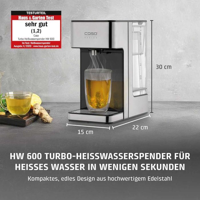 Диспенсър за топла вода Caso Германия, HW 600, 40 - 100°C, идеален за офис дом