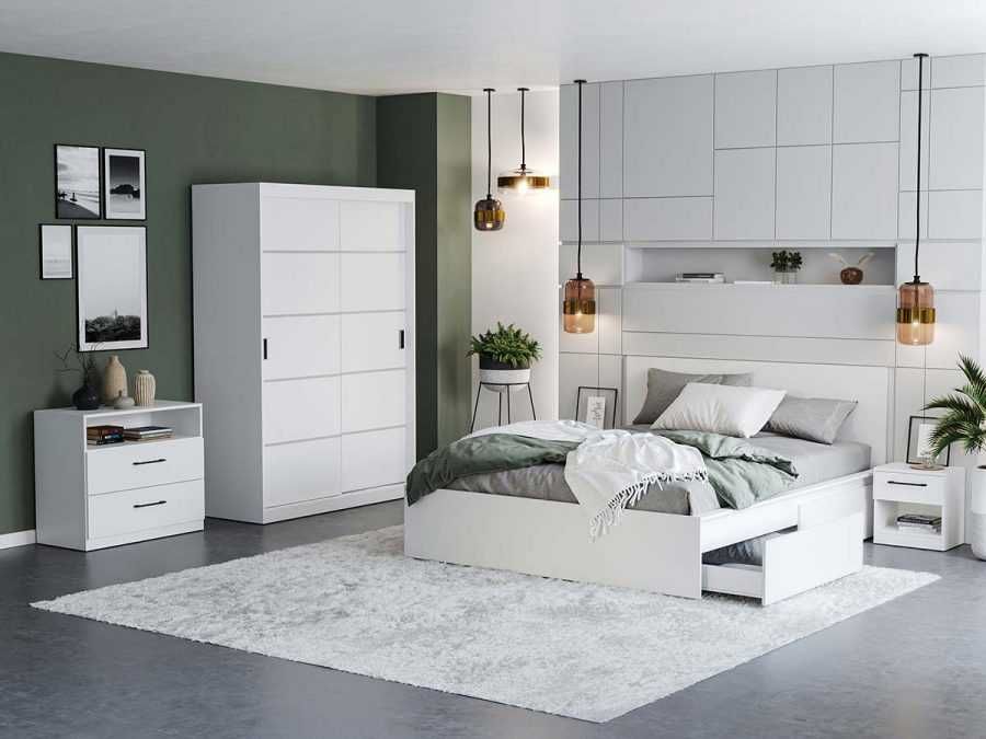 Set Dormitor Nordis Alb C01 - Transport Gratuit in 4-10 zile