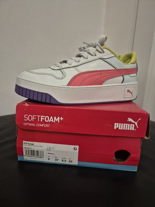 Pantofi sport Puma de piele si piele ecologica Carina Street Jr., Alb,