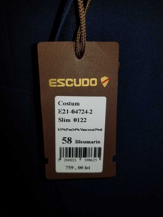 Vand Costum nou nout Escudo Marimea 58