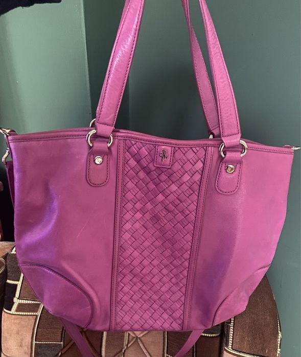 Цикламена/цвят фукция кожена чанта Cole Haan