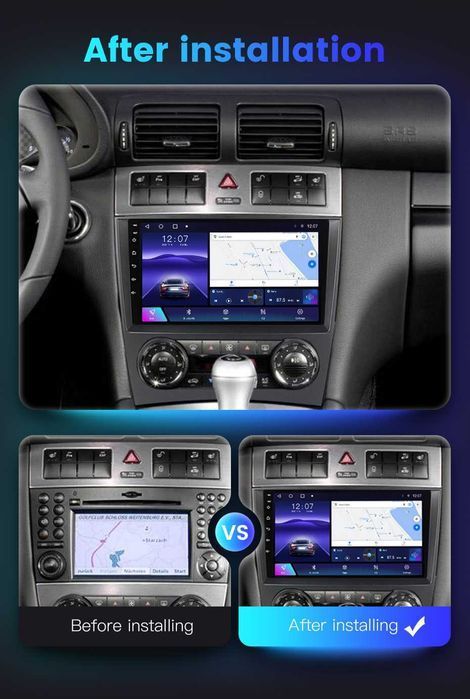 Navigatie Android 14 Mercedes C Class W 203 1/8 Gb Waze CarPlay Bt GPS