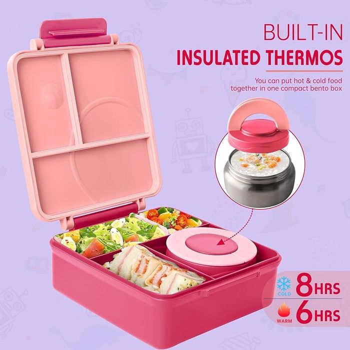 Кутия за обяд, храна, с термос контейнер 4 отделения за училище работа