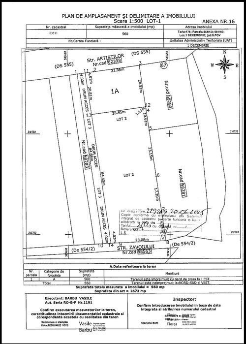Teren de vanzare Comuna 1 Decembrie Jud.Ilfov
